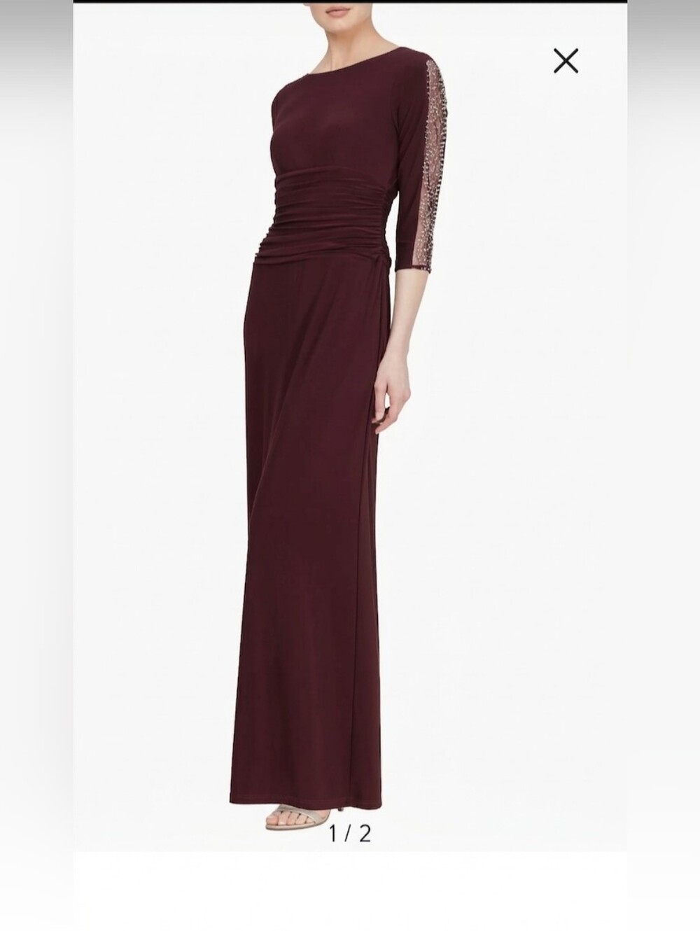 Ignite Evenings Ballgown Formal Dress Maroon Burgundy Maxi Bejeweled Cocktail XL